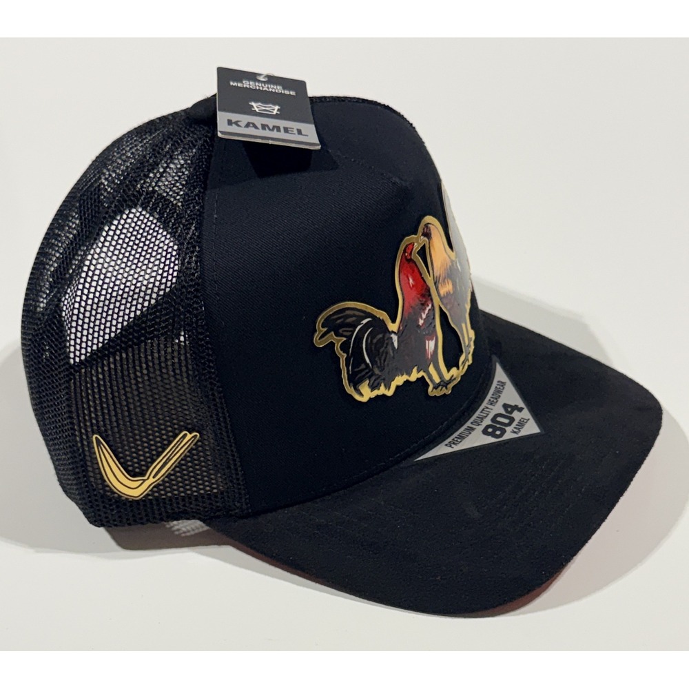 KAMEL 804 Trucker Hat - Black Fighting Roosters Snapback Cap - OSFA - NEW